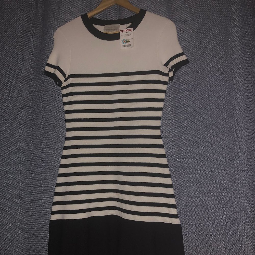 XS Kate Spade Fit & Flare Black & White Dress